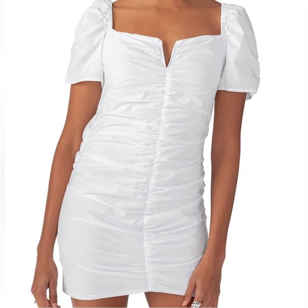 NWT White Cotton Ruched Dress